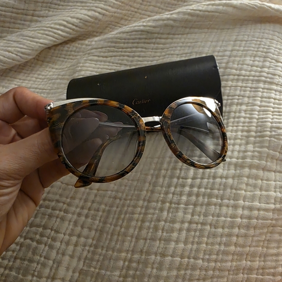 Cartier Tortoise Shell Sunglasses with Black Accents